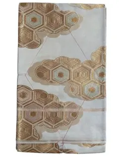 袋帯 染帯 銀通 水色 淡茶ベージュ ピンク紫 市松 地紋 新古品 kp2368 袋帯 染帯 銀通 水色 淡茶ベージュ ピンク紫 市松 地紋 新古品 kp2368