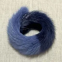 ミンクファー ブレスレット 紺×ブルー