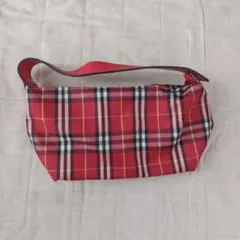 Burberry 赤チェック柄バニティバッグ