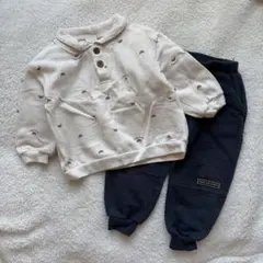 SIMPLE FREE クロワッサン柄 ポロシャツとスウェットパンツセット 90