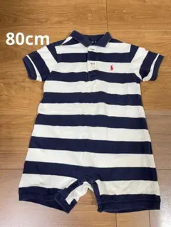 80cm ラルフローレンロンパース ストライプ 半袖 ポロシャツ