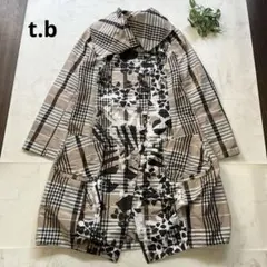 美品　センソユニコ t.b チェック総柄ビックカラーコート　サイズ40 光沢のサムネイル