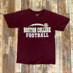 ChampionカレッジロゴプリントTシャツ古着ボストン大学ロゴ刺繍ボルドー赤S