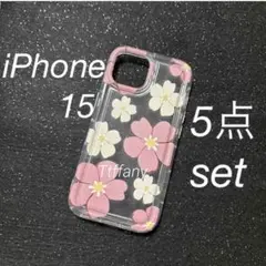 《SALE》A39✨花柄iPhone15用ケースとアクセサリー5点セット
