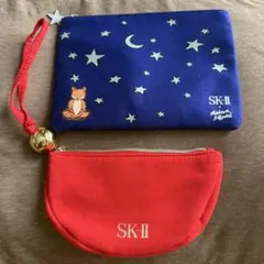 SK-II x Maison Kitsune コラボ ポーチ ネイビー　赤　2点のサムネイル