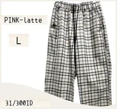 PINK-latteボトムス総ゴムゴムL1/60㎝チェック柄シェフパンツジュニア