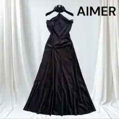 【高級✨】AIMER スレンダードレス フォーマルドレス サテン黒 伴奏 演奏会のサムネイル