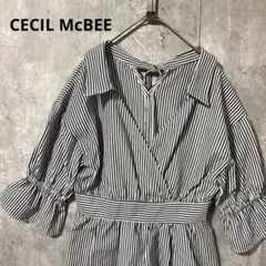 CECIL McBEE ボーダー　ペプラム　シャツ　可愛い　綺麗め　シンプルのサムネイル