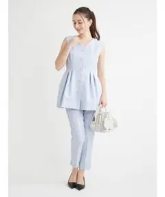 美品・25SS・サイズ38　CELFORD　ペプラムセットアップ　パンツ　ブルー