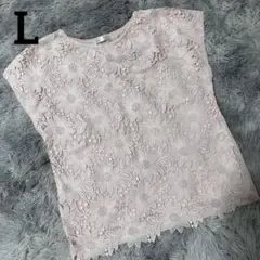 【DRESKIP】❣️美品❣️花柄レースノースリーブトップス/半袖/Lサイズ