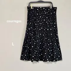 courreges クレージュ　イトキン　水玉模様 フレアスカート ひざ下　L