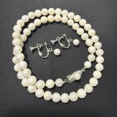 あこやパール 本真珠 ネックレス silver イヤリング 6.0-6.5