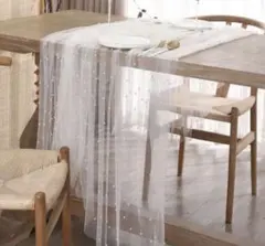 オーガンジー テーブルクロス パール装飾