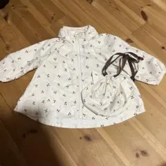 プティマインpetit mainチェリー柄ウィンドブレイカー80収納袋付き