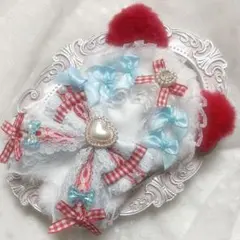 ぬい服　着ぐるみ　10〜12cm用　赤 水色 ねこ チェーンフック付き