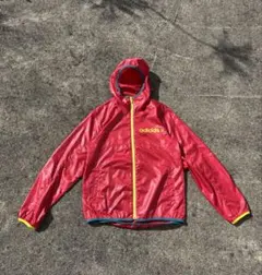 【古着】adidas フード付きナイロンジャケット レッド