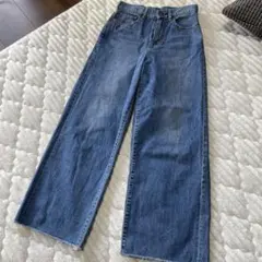 セオリー　クロップドワイドデニム　カットオフ　ブルー　青　　24サイズ