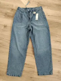 新品タグ付き GU デニムキャロットパンツ(丈長め) M 64 BLUE