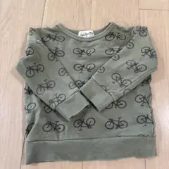 自転車柄トレーナー オリーブグリーン
