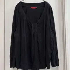 ELLE カットソー Vネック 長袖 無地 ビッグサイズ 黒 カットソー 4Lのサムネイル