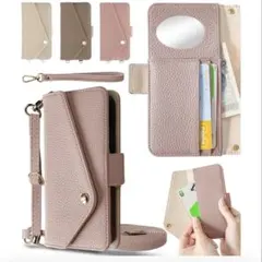 【新品】3way 手帳型スマホケース ショルダー付 ミラー付 カード収納 財布