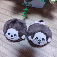 モンチッチ　前髪クリップ　リボン付きぬいぐるみマスコットヘアクリップ