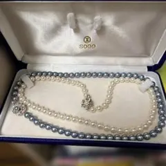 パールネックレスブルーとホワイト