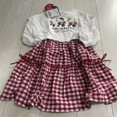 HELLO KITTY 赤チェック ワンピース 100cm