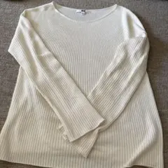 UNIQLO アイボリー リブ編み 長袖ニット　XLサイズ