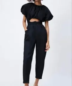 ZARA ザラ オールインワン　ジャンプスーツ ブラックパンツ　黒 XSサイズのサムネイル