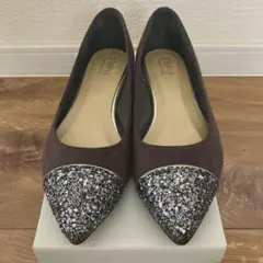 グレースエード調 フラットシューズ グリッター付き