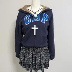 GAP フルジップ パーカー y2k 平成ギャル y2k ビッグロゴ　ネイビー