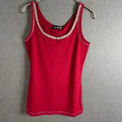 CECIL McBEE タンクトップ 赤 レース×ビジュー 新品未使用 M