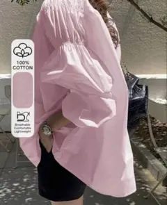 ピンクバルーンスリーブシャツブラウストップスZARAH&MGAP