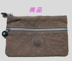【美品】KIPLING ポーチ ブラウン