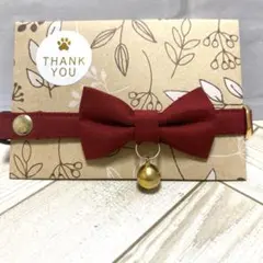 猫　首輪　赤リボン鈴付き　セーフティバックル