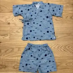 即日発送　魚柄 甚平 青 95cm