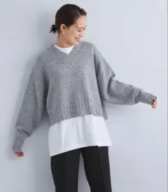 green label relaxing クロップドVネックプルオーバーニット