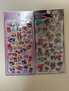 正規品 パワーパフガールズ プチドロップステッカー　黒　ピンク 2枚セット