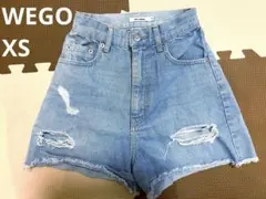 WEGO XS デニム ショートパンツ ダメージ加工 ライトブルー