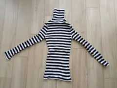 ストライプ タートルネック ニット 長袖