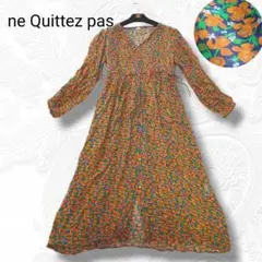 ヌキテパ/neQuittezpas】花柄レーヨン切り替えロングワンピース 別注