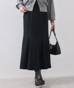 VIS【美easy】ウーリッシュマーメイドスカート/イージーケア ブラック