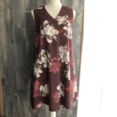 FRAY I.D 新品同様 ワンピース ミニ丈 ボルドー 秋冬物 花柄 Aライン