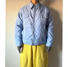 珍品 vintage 70s シャンブレーブルー短丈トラッカージャケット型ダウン