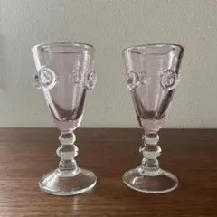 ピンクのワイングラス　2個セット