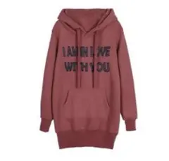 裏起毛　ロゴプリント　パーカーワンピース