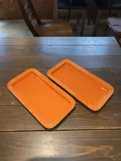 新品未使用　LE CREUSET ルクルーゼ 長角皿 2枚セット　オレンジ LE CREUSET ル・クルーゼ 長角皿 2枚セット オレンジ | Mercari