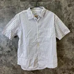 ✨UNIQLO✨ユニクロ♡半袖シャツ♡ストライプ♡ホワイト♡ブルー(XL)