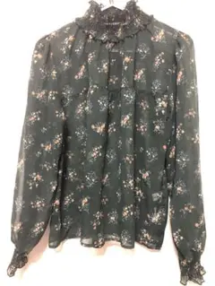 Dukkah 花柄シフォンブラウス フリルネック シアー 美品 wego デュカのサムネイル